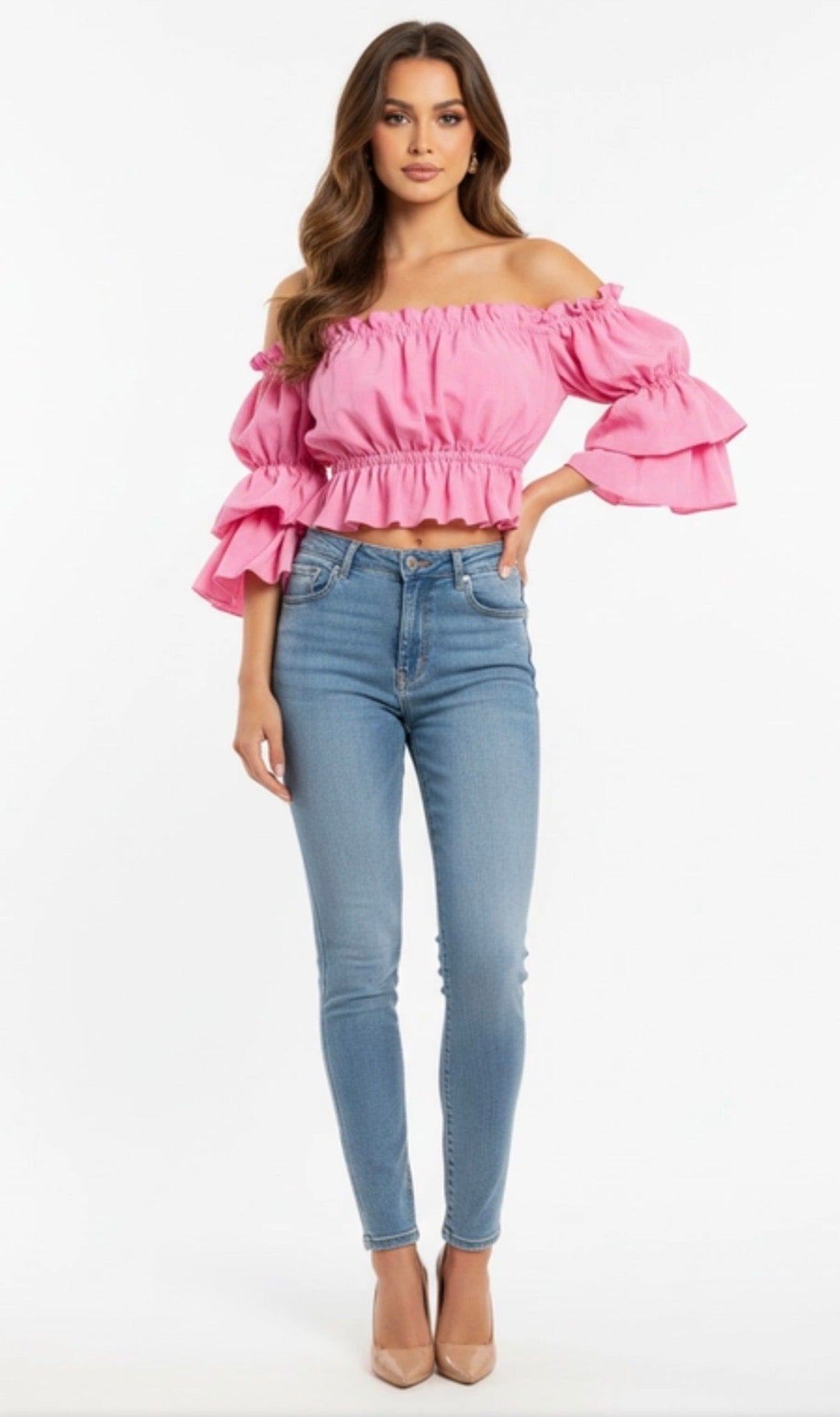 Off- Schoulder Damenbluse Lalu hellrosa