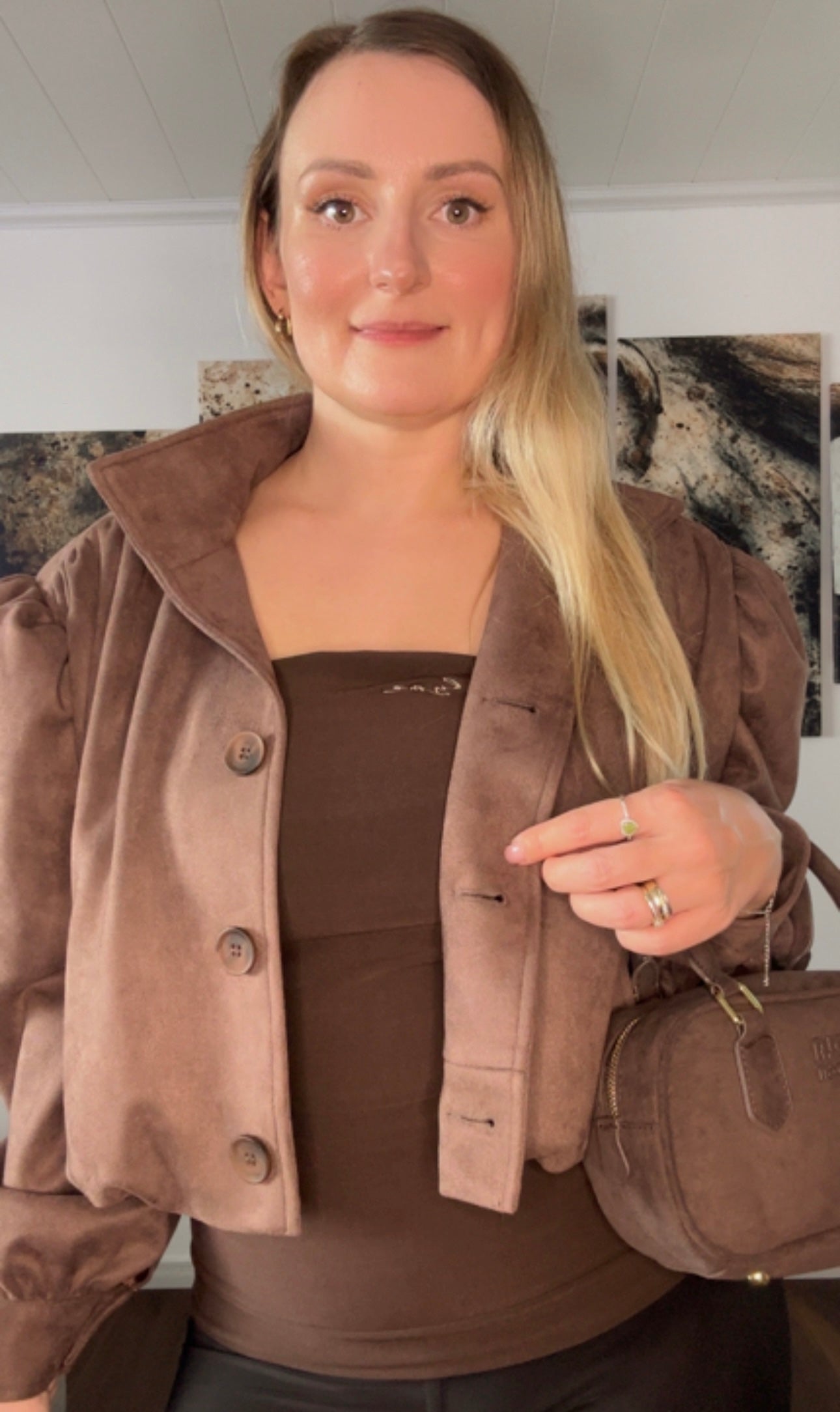 Bomberjacke Wildleder SCHOKOBRAUN