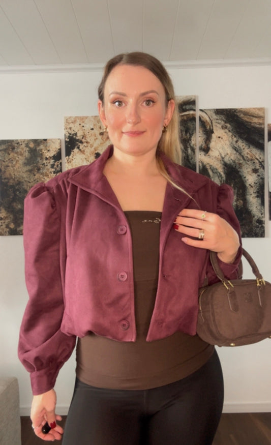 Bomberjacke Wildleder Bordeaux