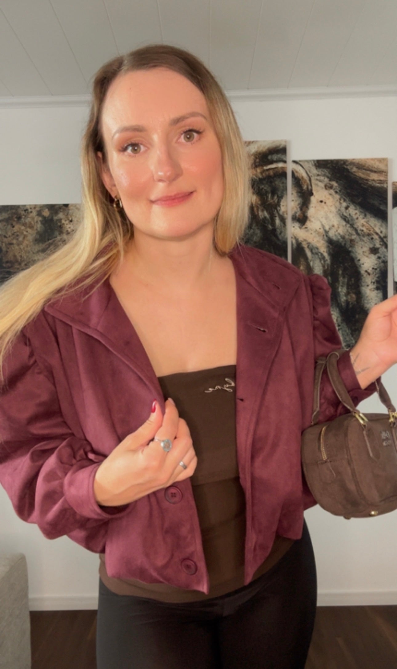 Bomberjacke Wildleder Bordeaux