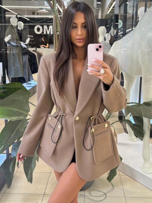 Blazer Mantel Tailliert Cappuccino