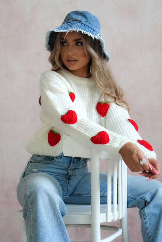 Strickjacke Erdbeere Muster 