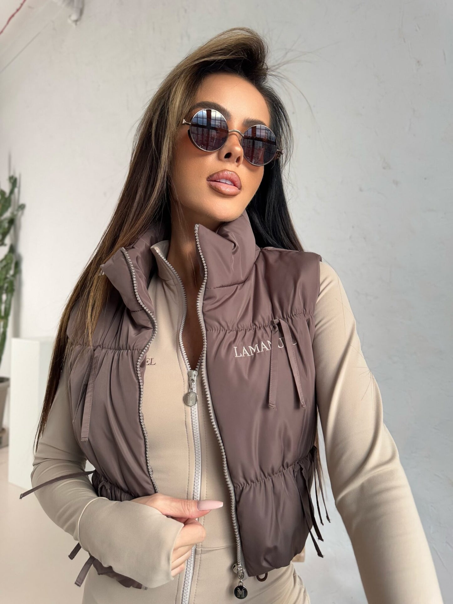 Damen Weste Steppweste Damen La Manuel FIERCE Braun