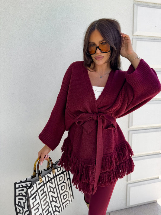 Strickjacke ORIANA - Bordeaux
