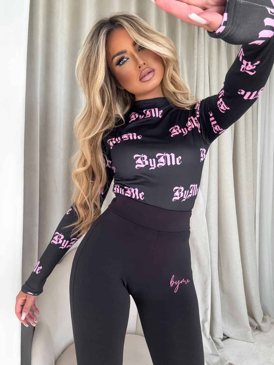 Damenbluse SKIN print LOGO – schwarz