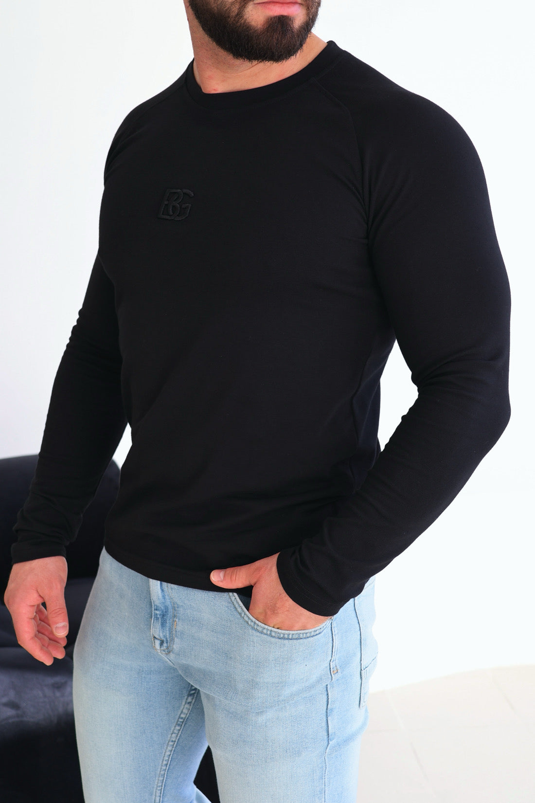 T-SHIRT LONGSLEEVE HERREN BG TRUST | SCHWARZ