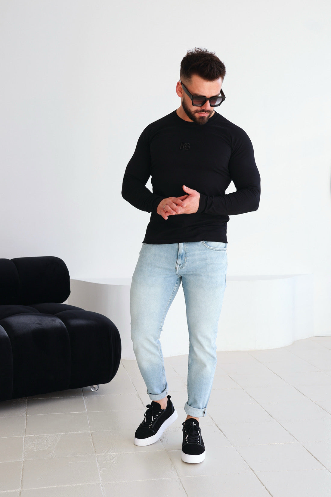T-SHIRT LONGSLEEVE HERREN BG TRUST | SCHWARZ