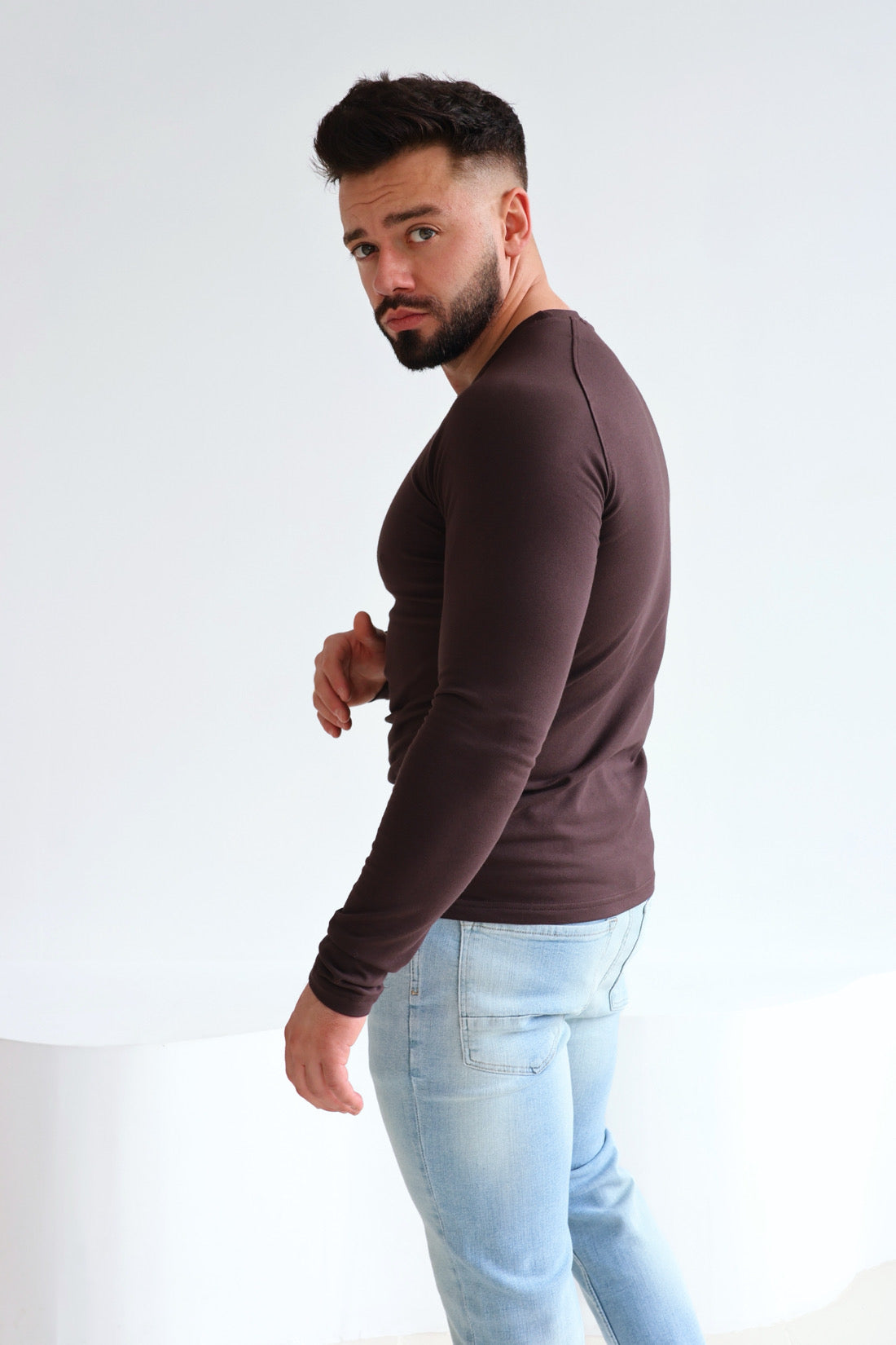 T-SHIRT LONGSLEEVE HERREN BG TRUST | SCHOKOBRAUN