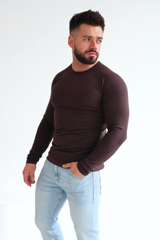 T-SHIRT LONGSLEEVE HERREN BG TRUST | SCHOKOBRAUN