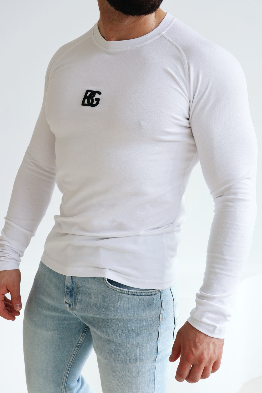 T-SHIRT LONGSLEEVE HERREN BG TRUST | WEIẞ
