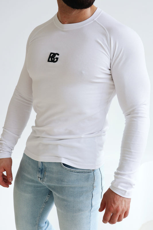 T-SHIRT LONGSLEEVE HERREN BG TRUST | WEIẞ