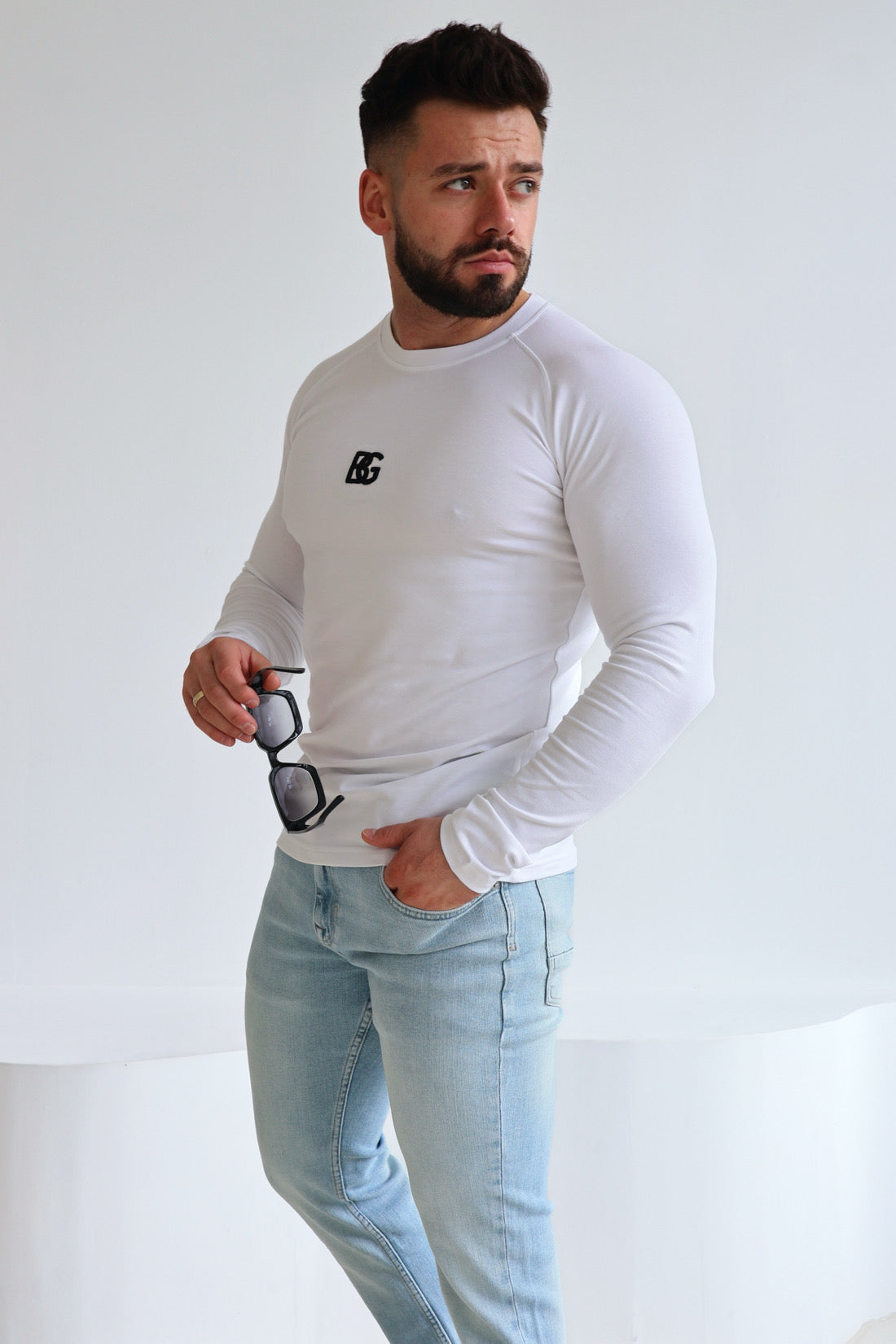 T-SHIRT LONGSLEEVE HERREN BG TRUST | WEIẞ