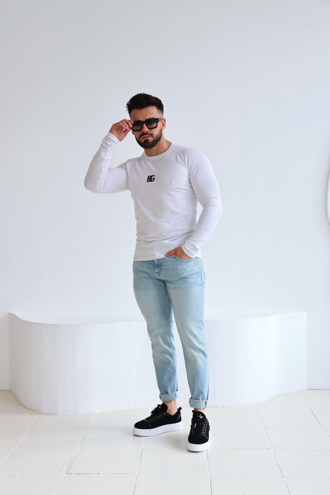 T-SHIRT LONGSLEEVE HERREN BG TRUST | WEIẞ