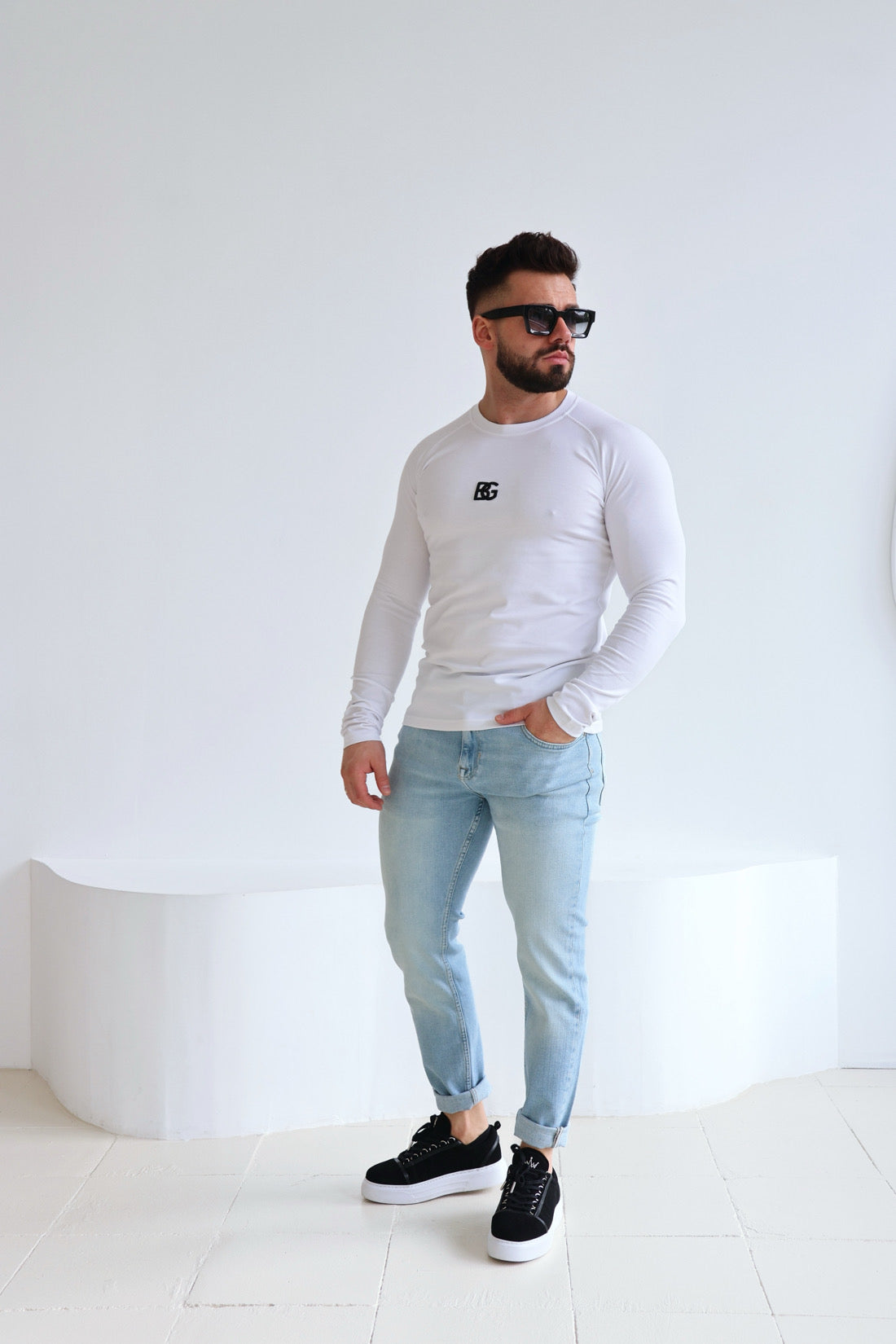 T-SHIRT LONGSLEEVE HERREN BG TRUST | WEIẞ