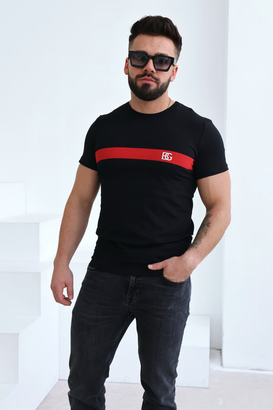 T-SHIRT HERREN BG RED | SCHWARZ