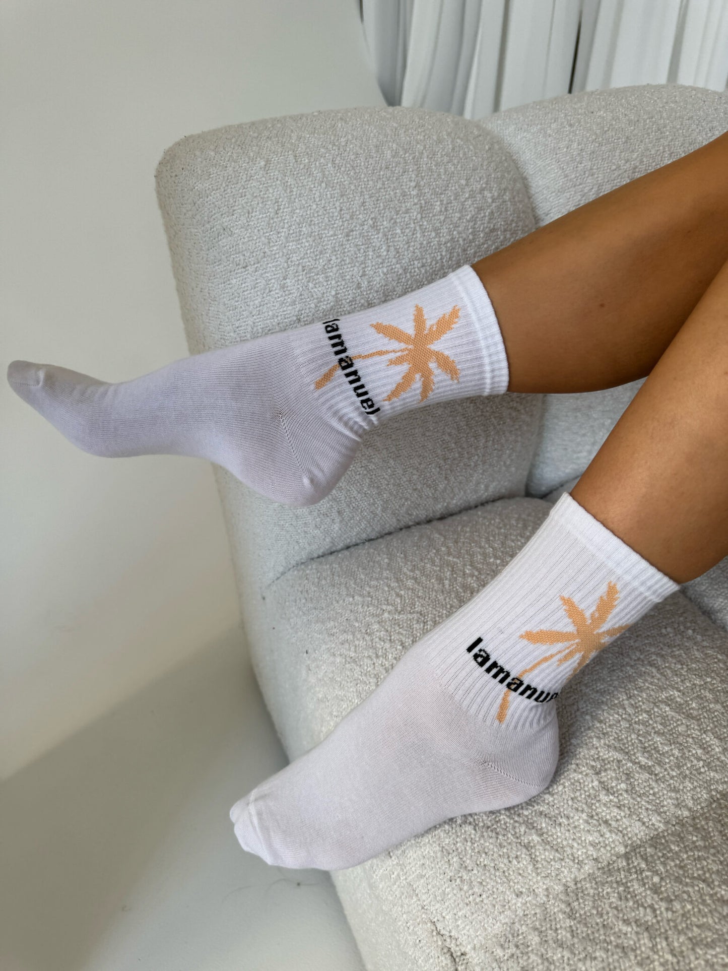 Socken Malibu La Manuel weiß/ aprikosenfarbe