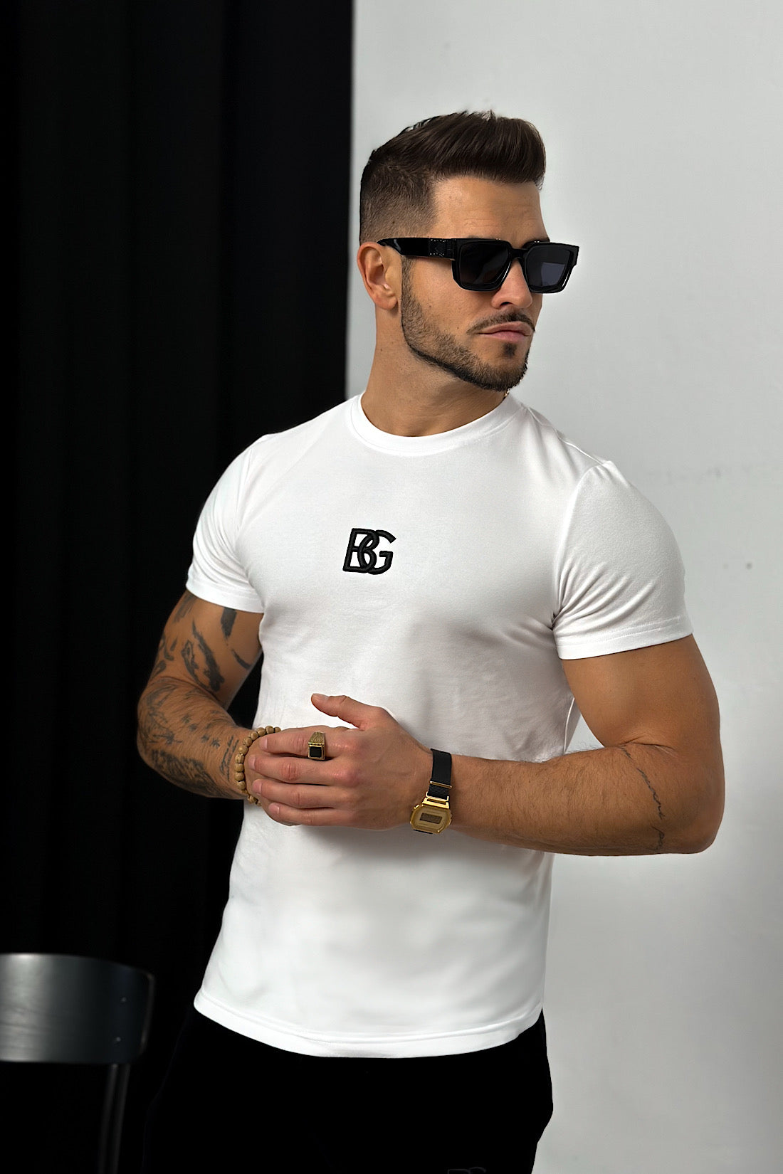 T-SHIRT HERREN  BG SIGNATURE | WEIß-SCHWARZ