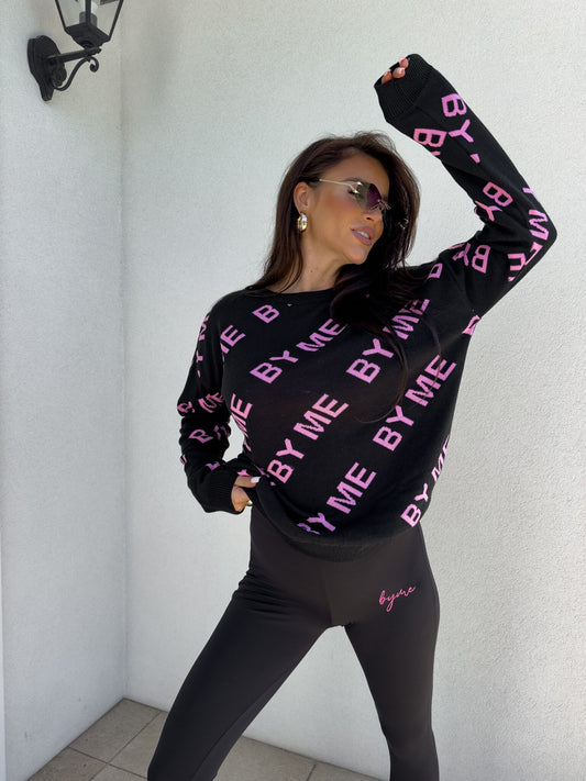 Pullover LETTERS – schwarz-rosa