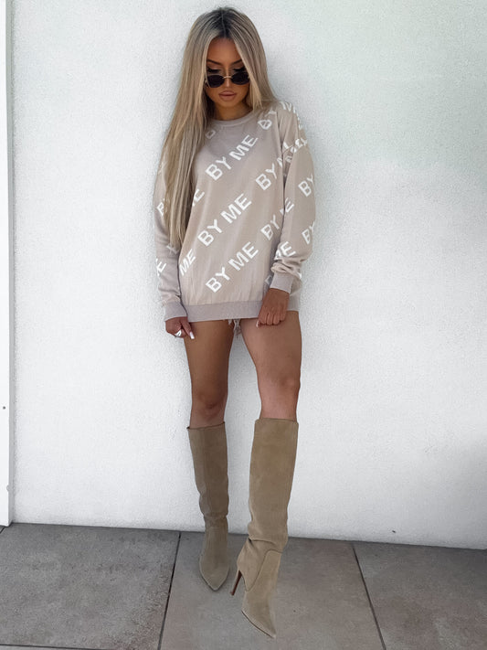 Pullover LETTERS – beige- ecru