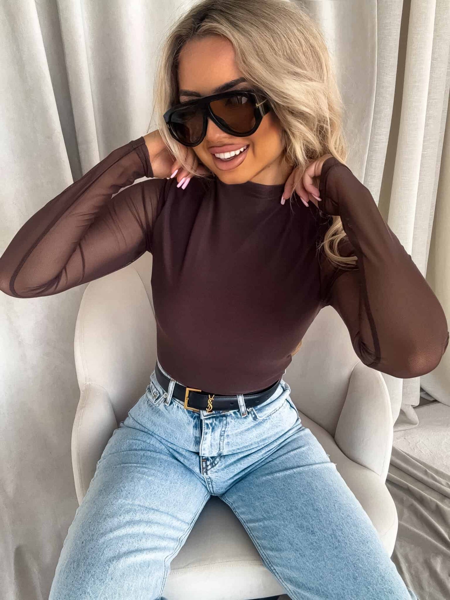 Damenbluse SKIN IV transparent - Schoko