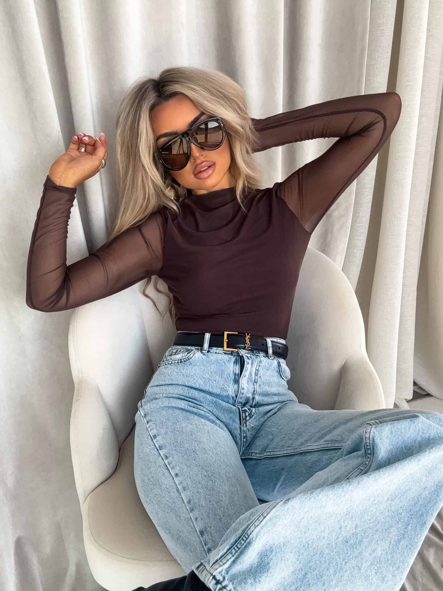 Damenbluse SKIN IV transparent - Schoko