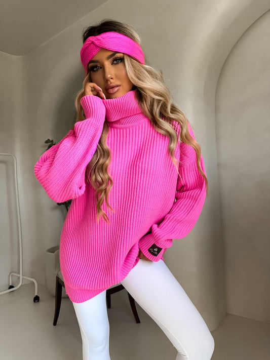 Rollkragenpullover LAVER - Barbie- rosa