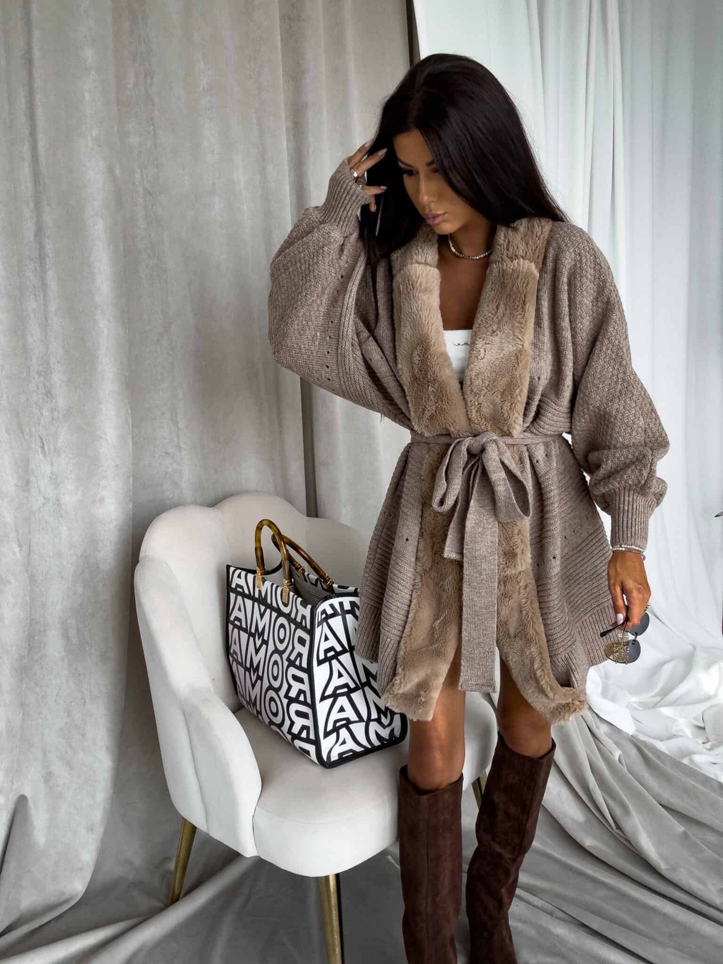 Strickjacke DREAM - mokka