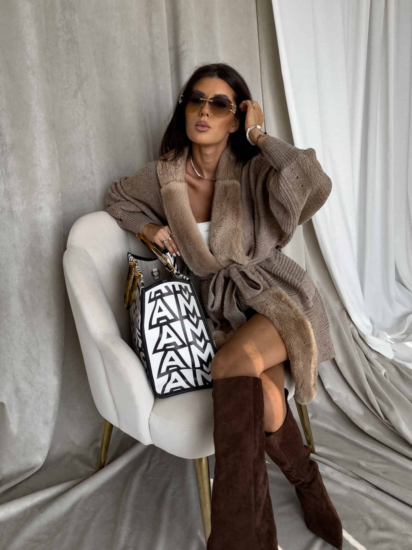 Strickjacke DREAM - mokka