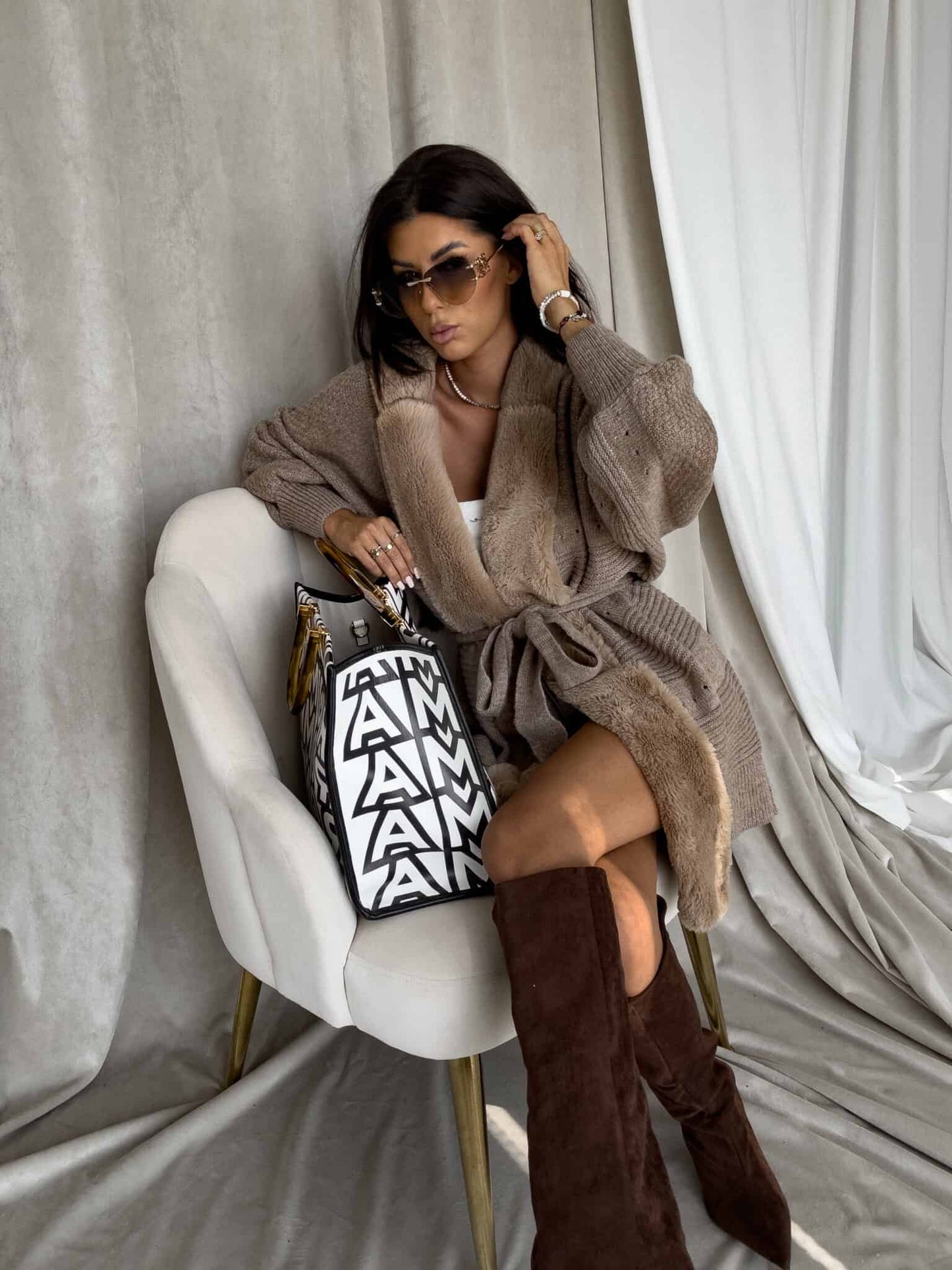 Strickjacke DREAM - mokka