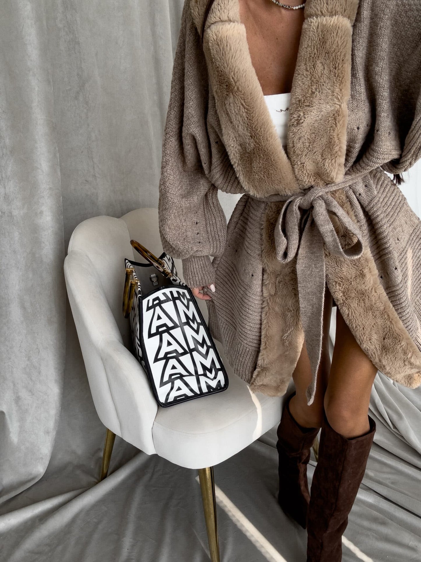 Strickjacke DREAM - mokka