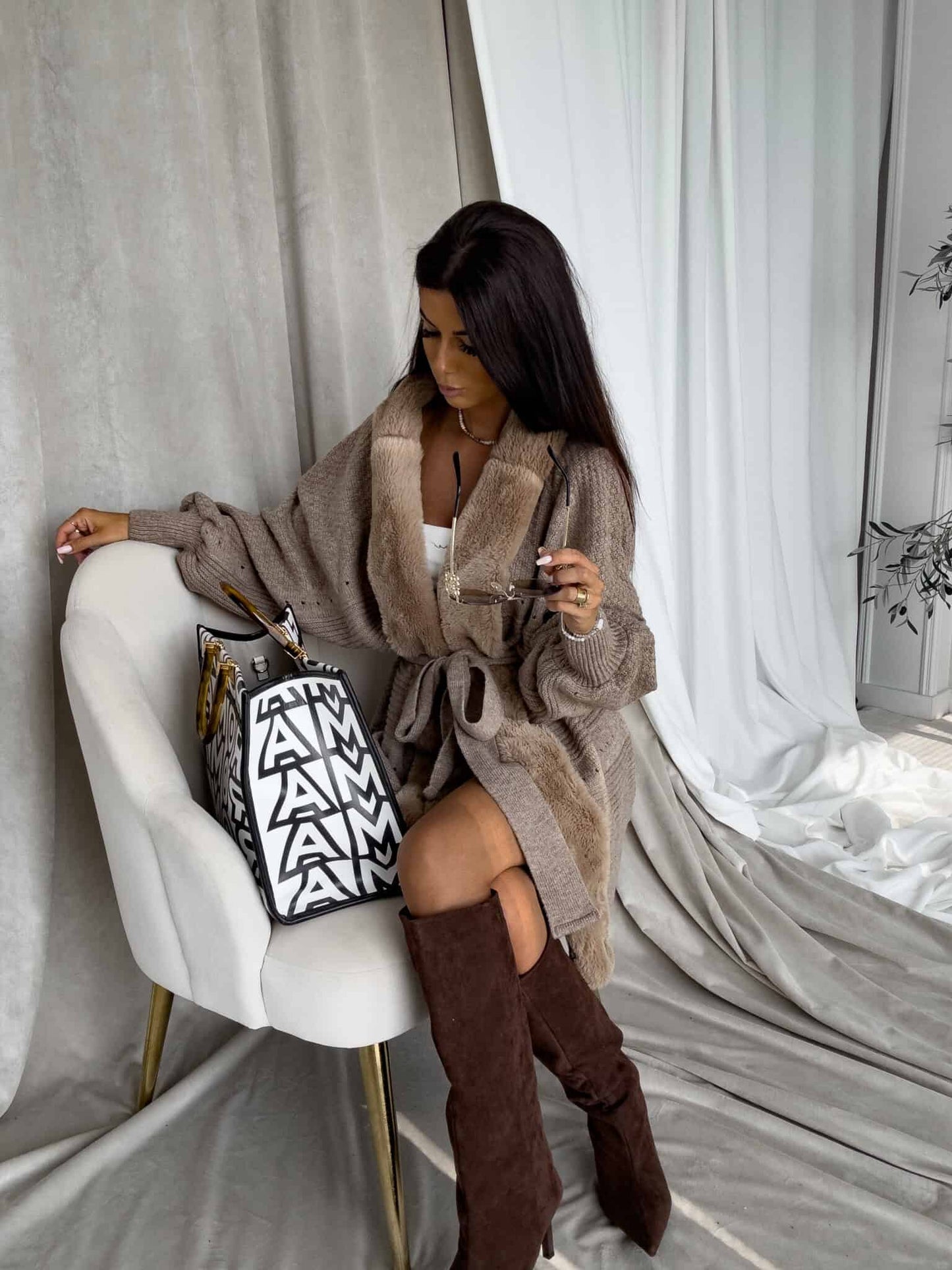 Strickjacke DREAM - mokka