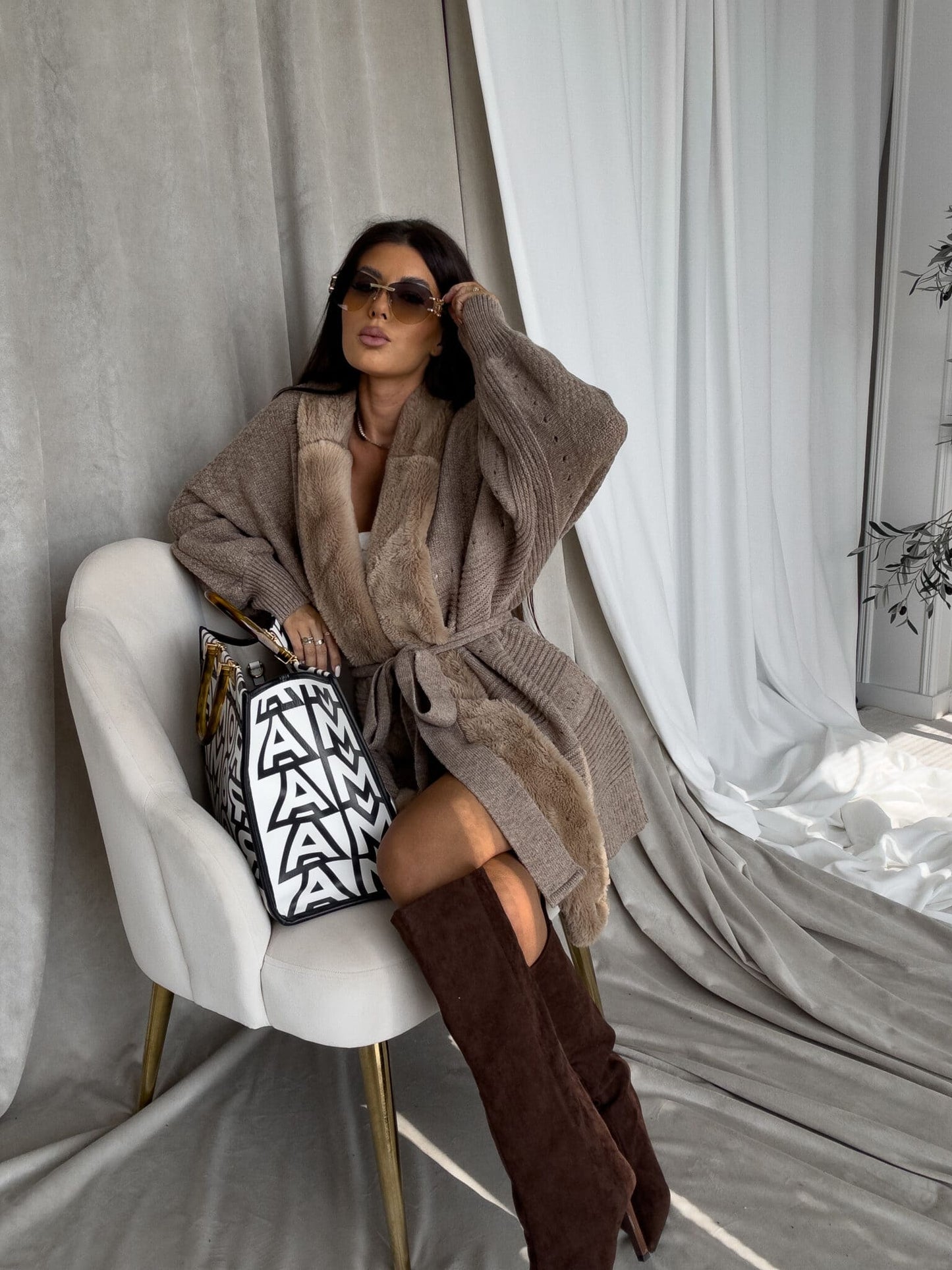 Strickjacke DREAM - mokka