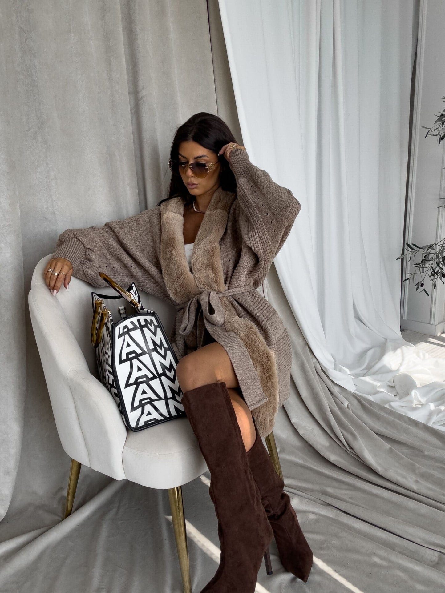 Strickjacke DREAM - mokka