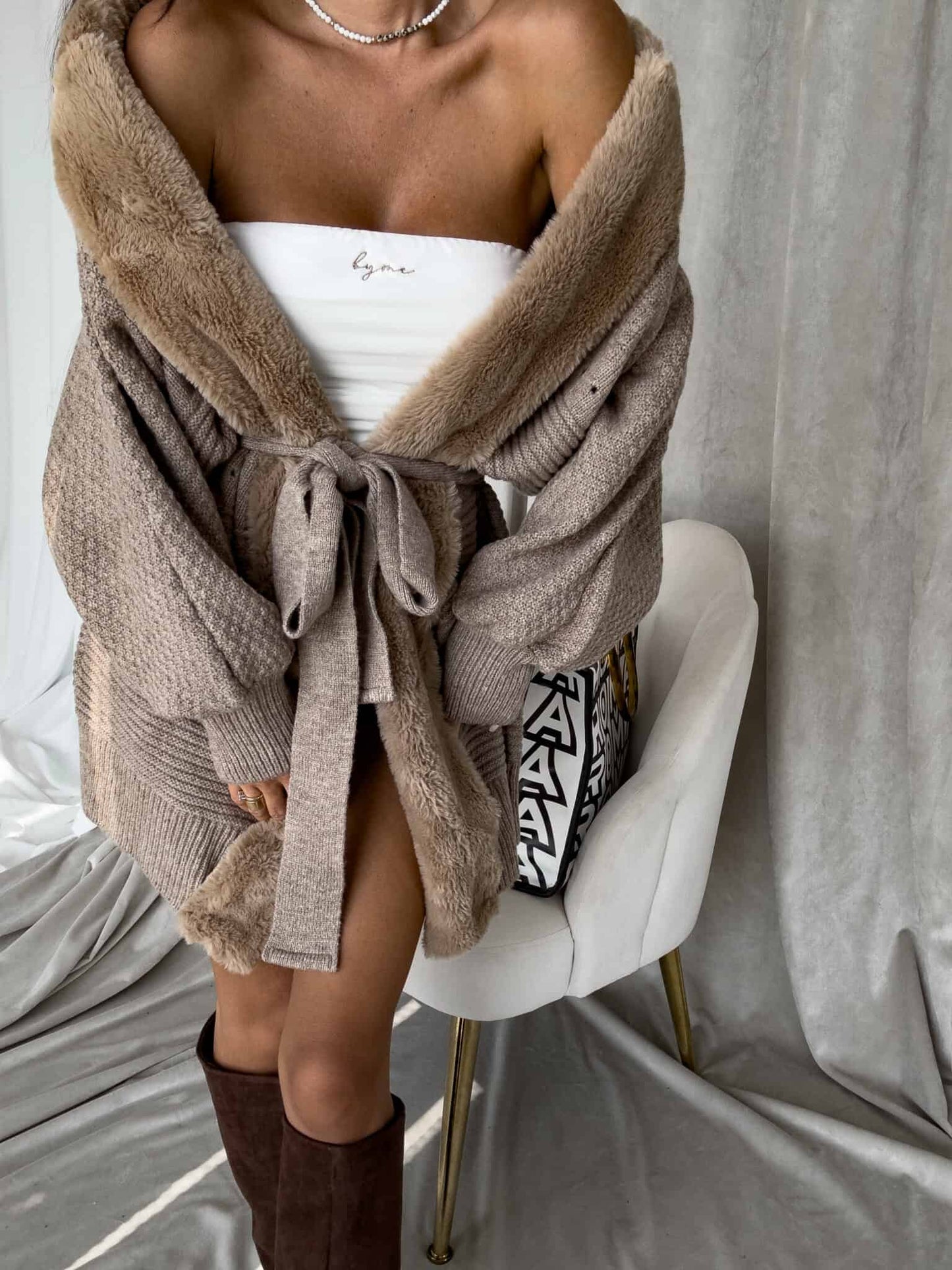 Strickjacke DREAM - mokka