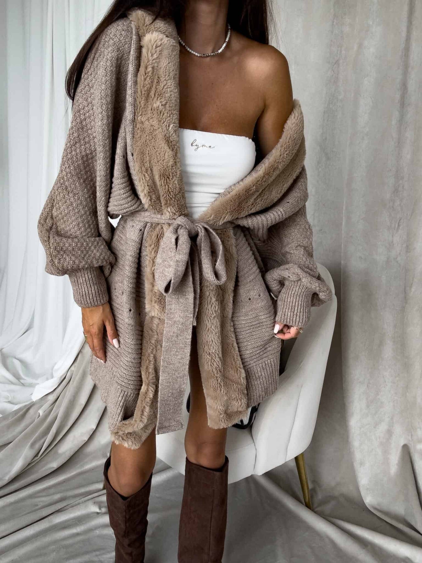 Strickjacke DREAM - mokka