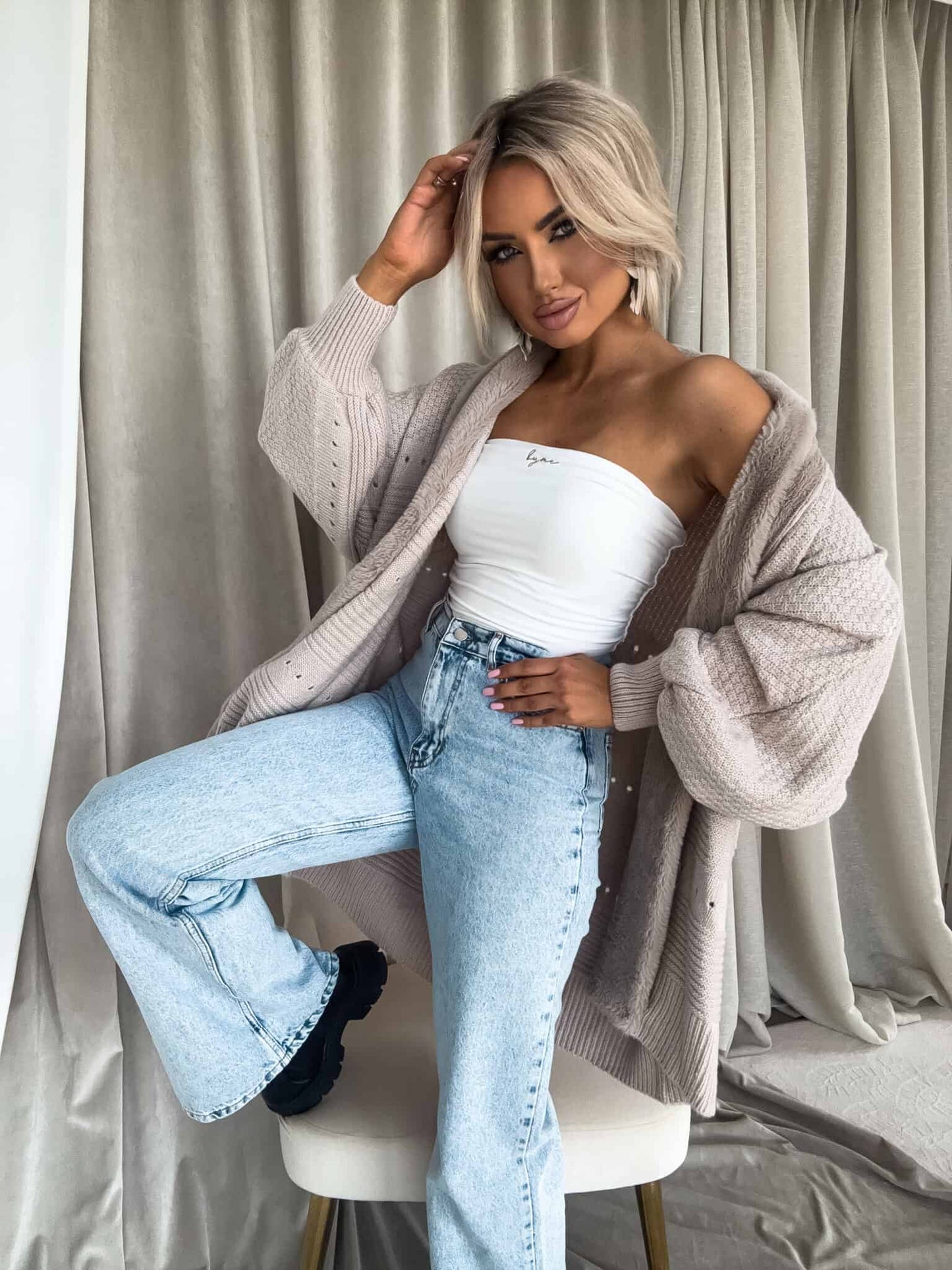 Strickjacke DREAM - taupe