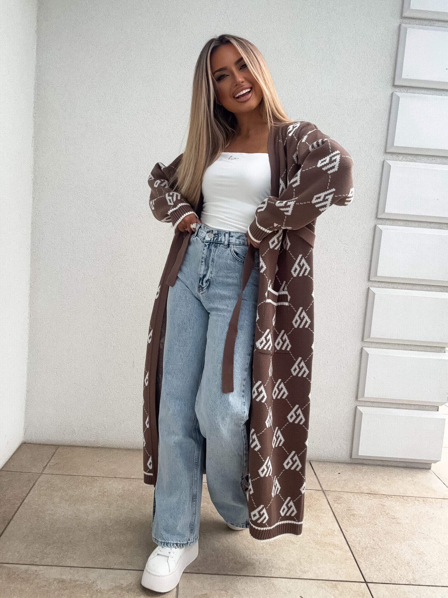 Strickjacke Mantel ANDREA – mokka