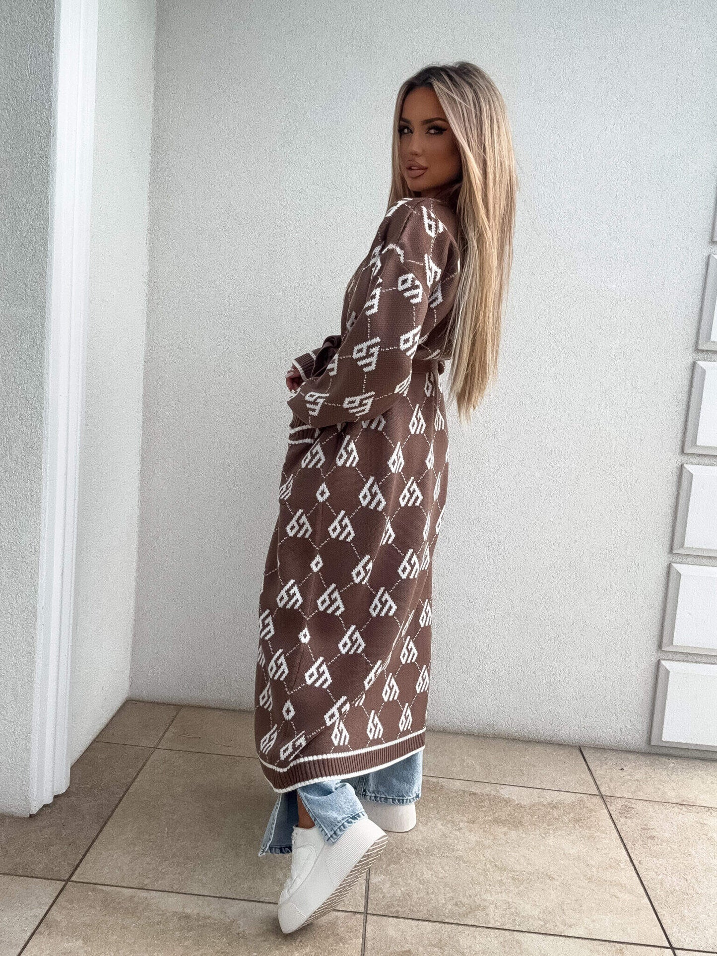 Strickjacke Mantel ANDREA – mokka