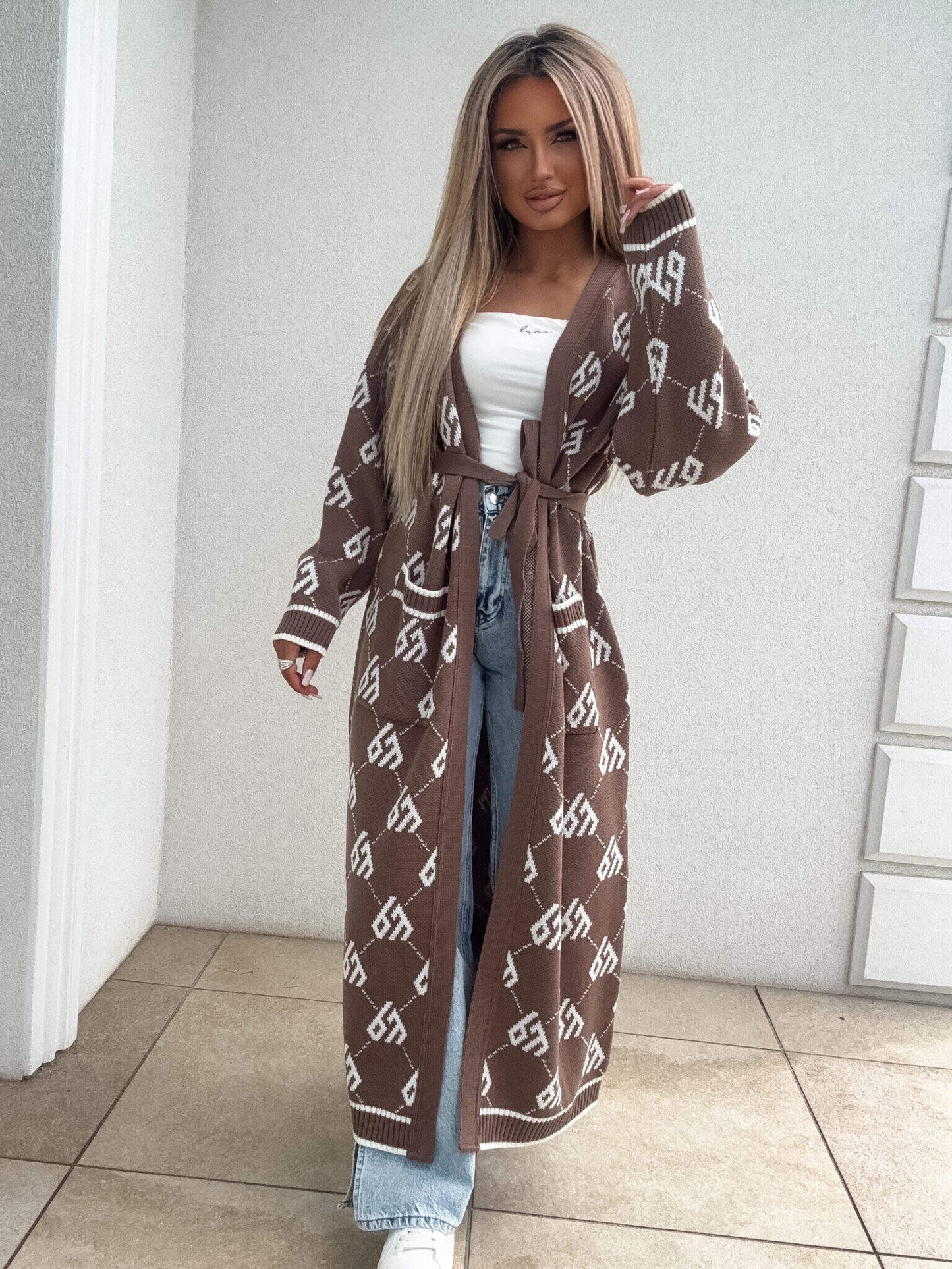 Strickjacke Mantel ANDREA – mokka