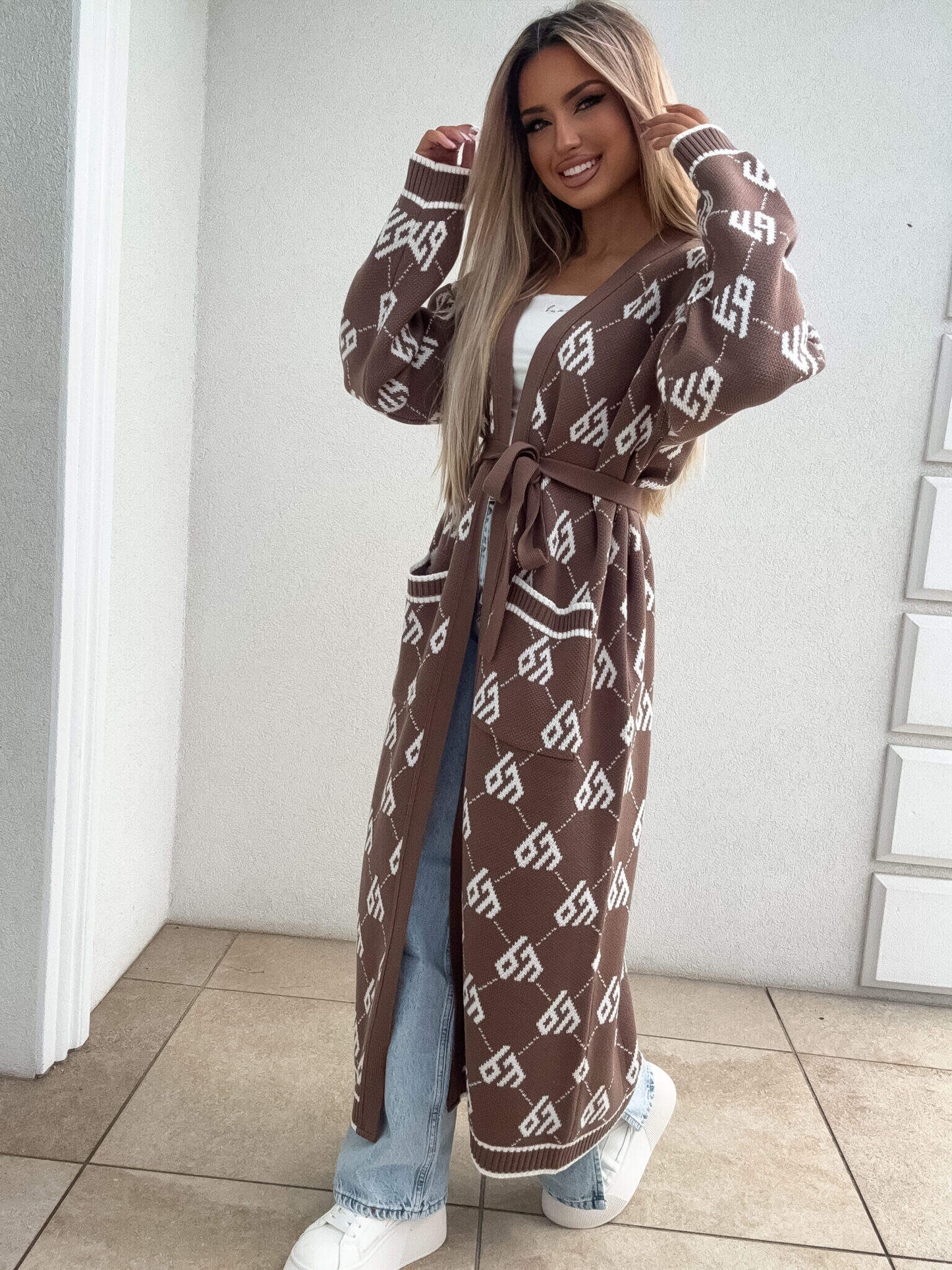 Strickjacke Mantel ANDREA – mokka