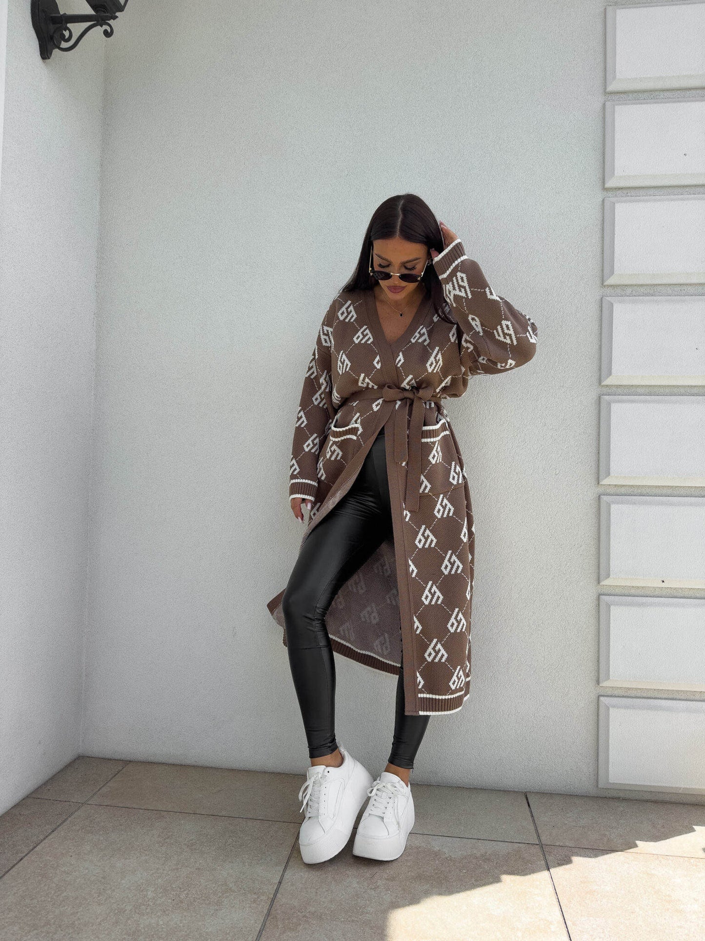 Strickjacke Mantel ANDREA – mokka