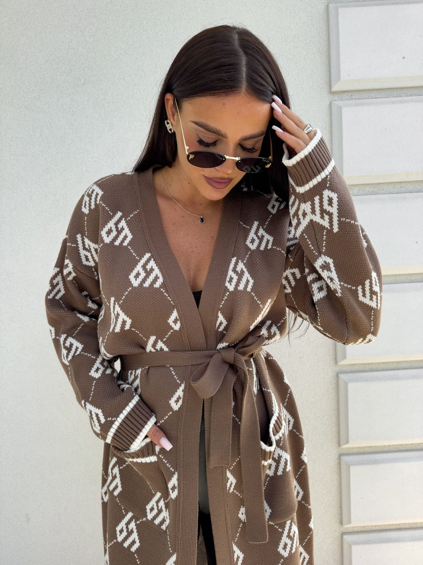 Strickjacke Mantel ANDREA – mokka