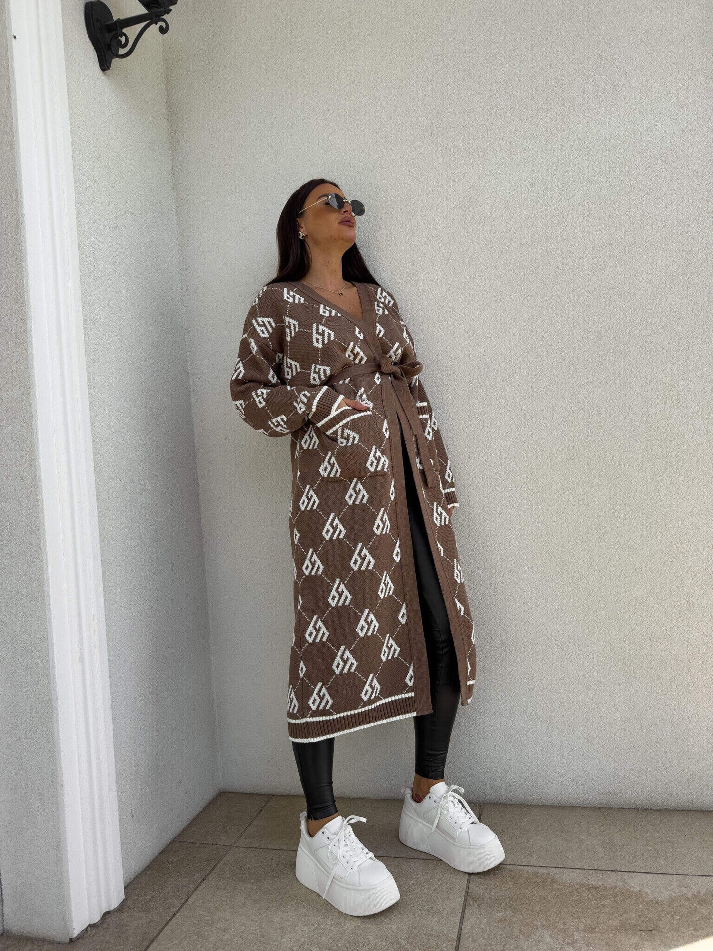 Strickjacke Mantel ANDREA – mokka