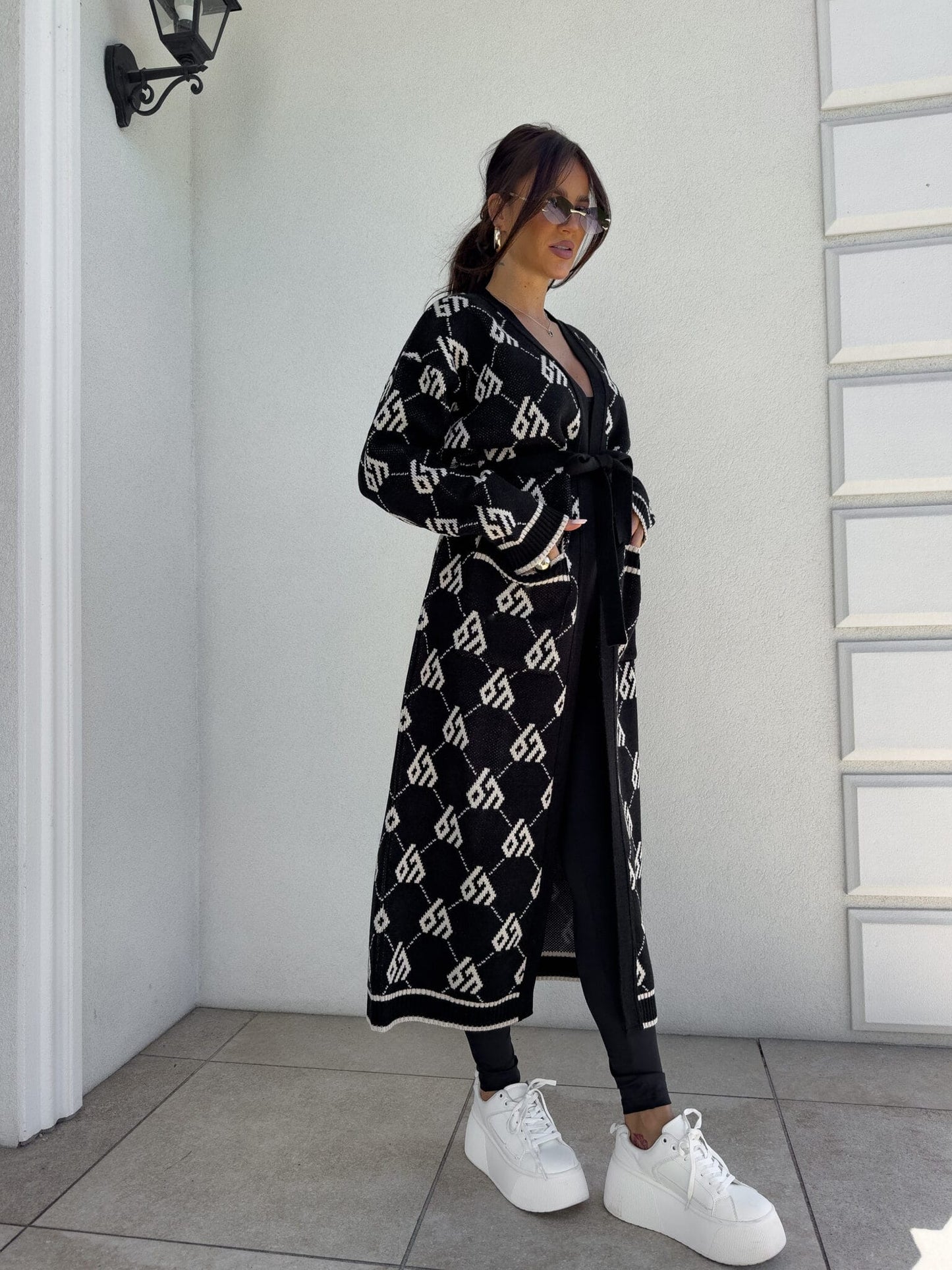 Strickjacke Mantel  ANDREA – schwarz