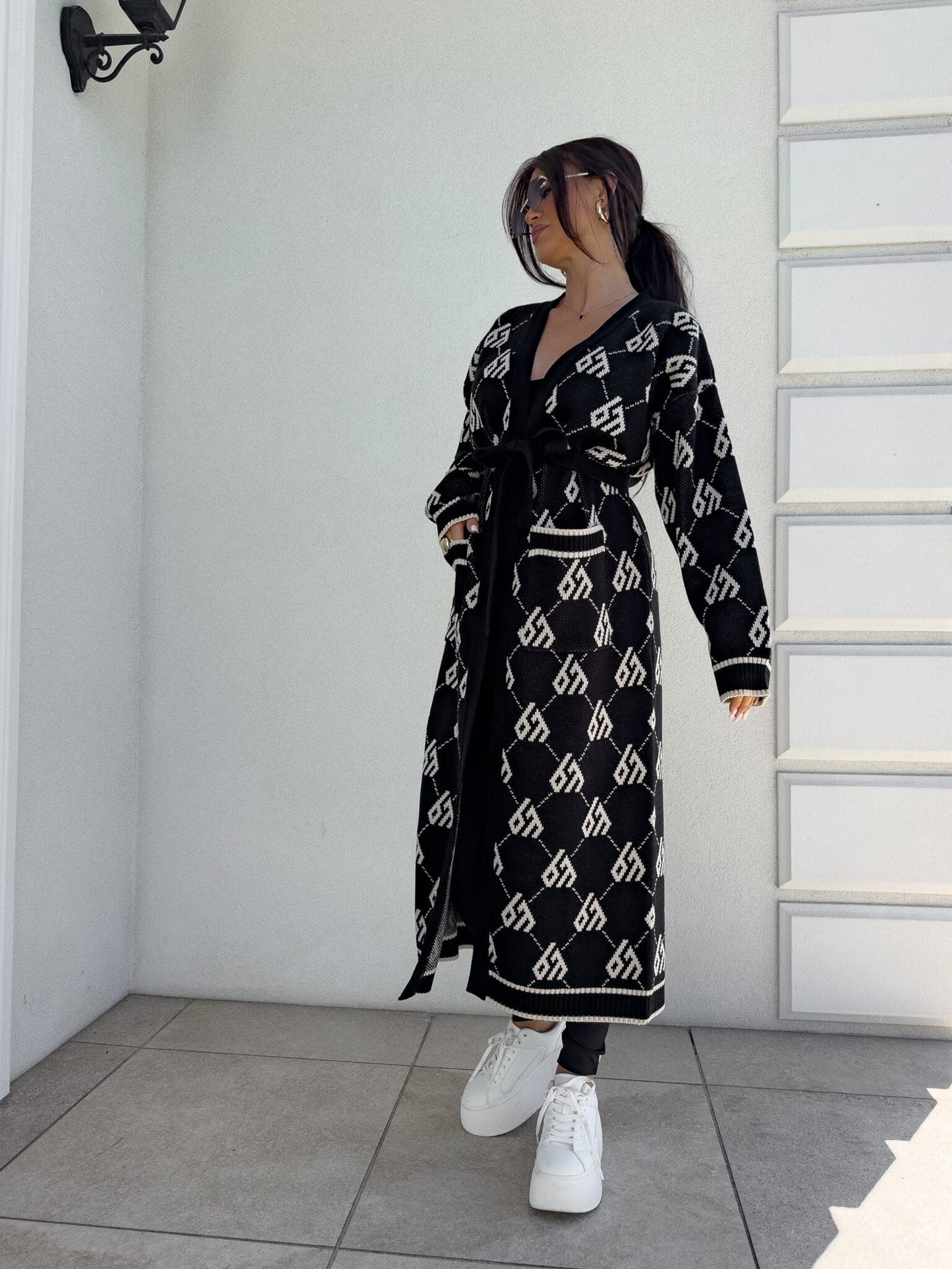 Strickjacke Mantel  ANDREA – schwarz