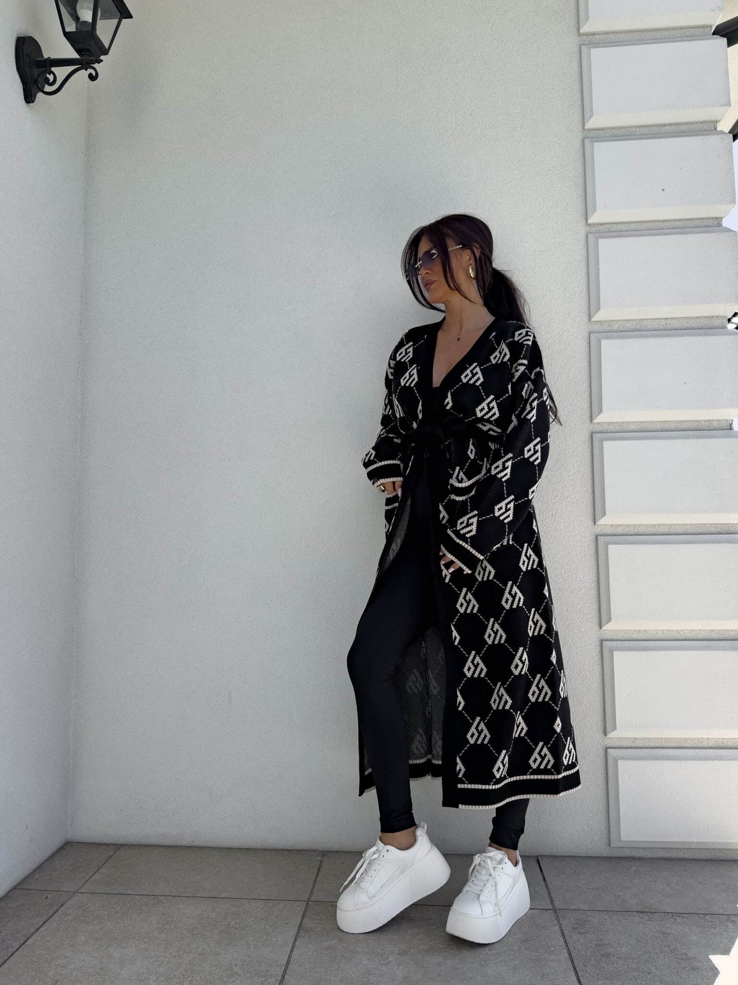 Strickjacke Mantel  ANDREA – schwarz