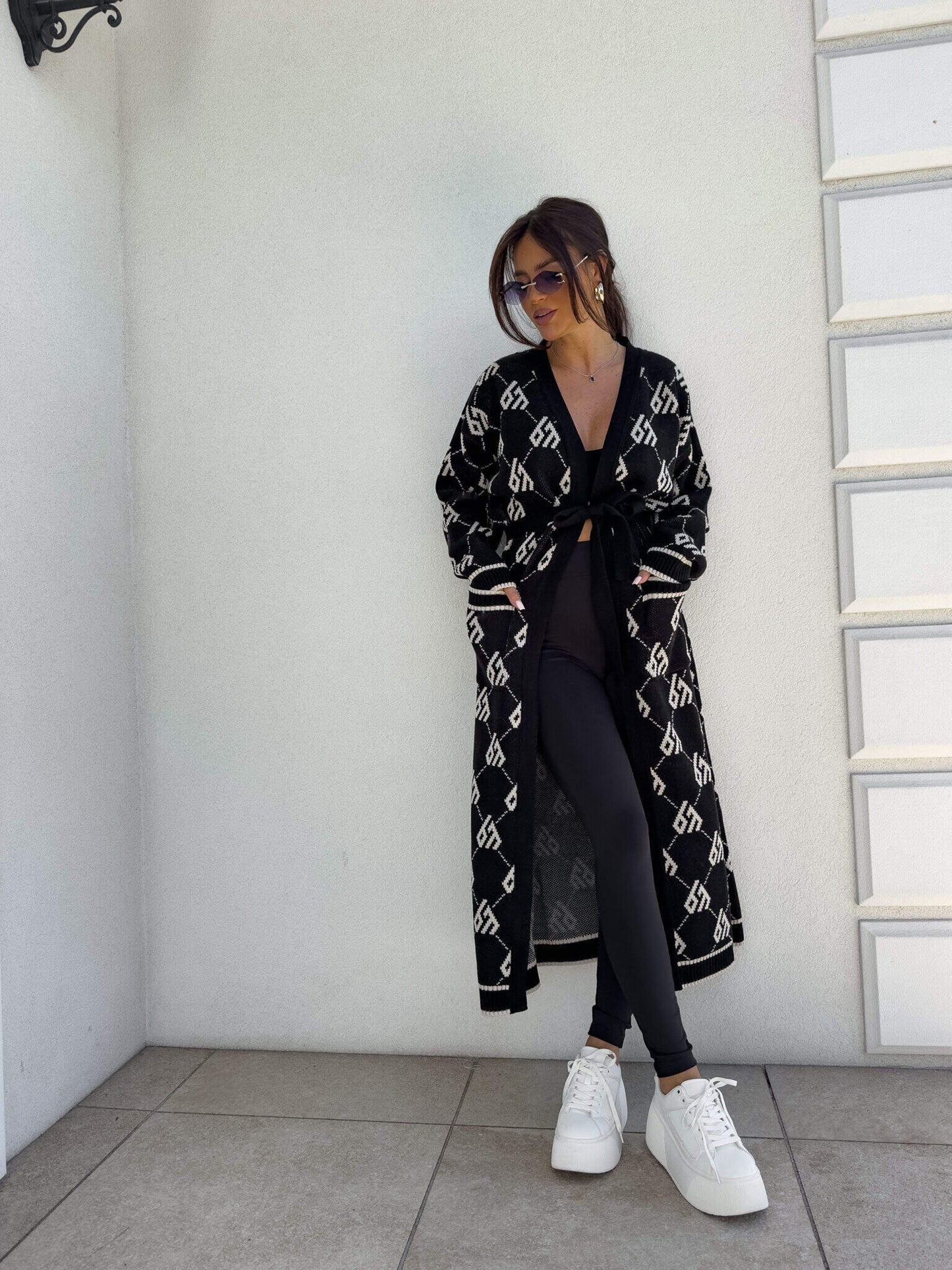 Strickjacke Mantel  ANDREA – schwarz