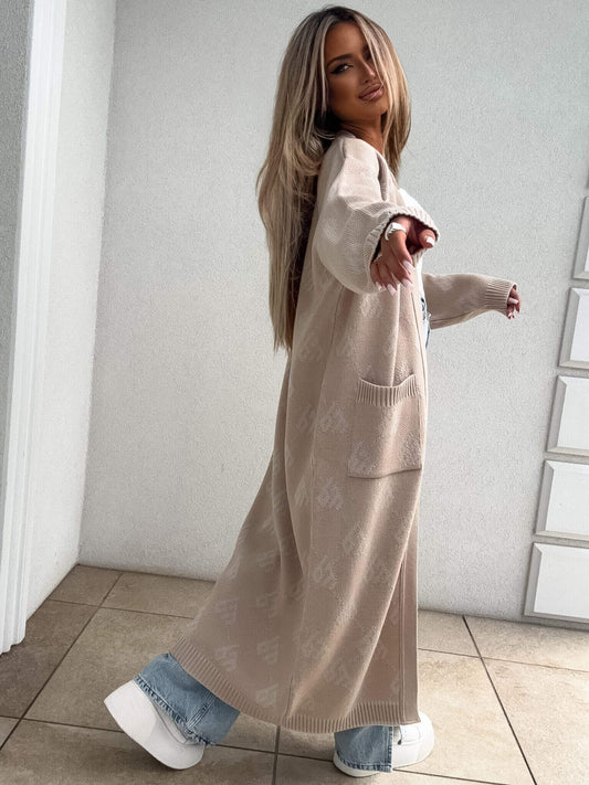 Strickjacke Mantel ANDREA – hellbeige