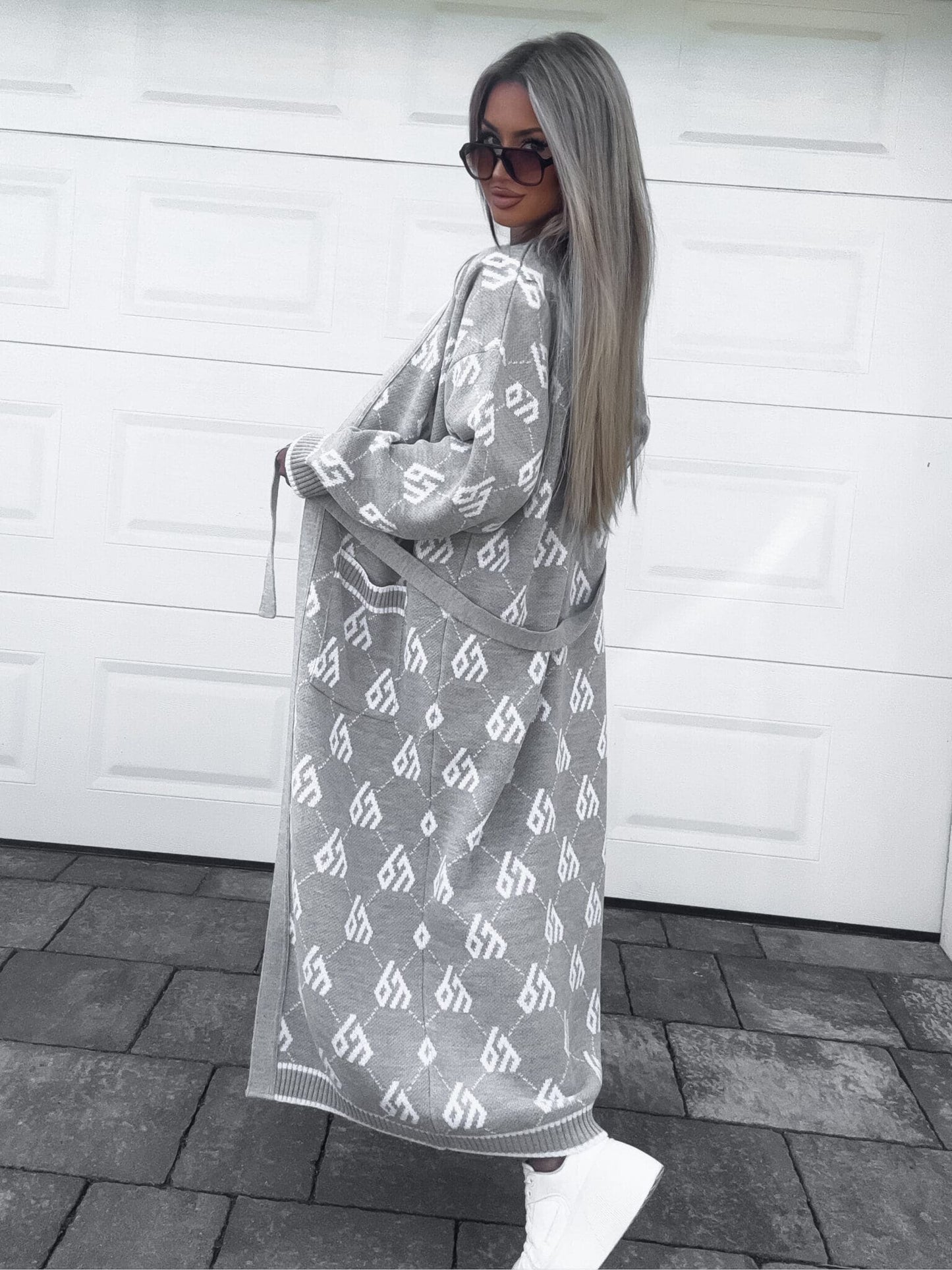 Strickjacke Mantel ANDREA – grau