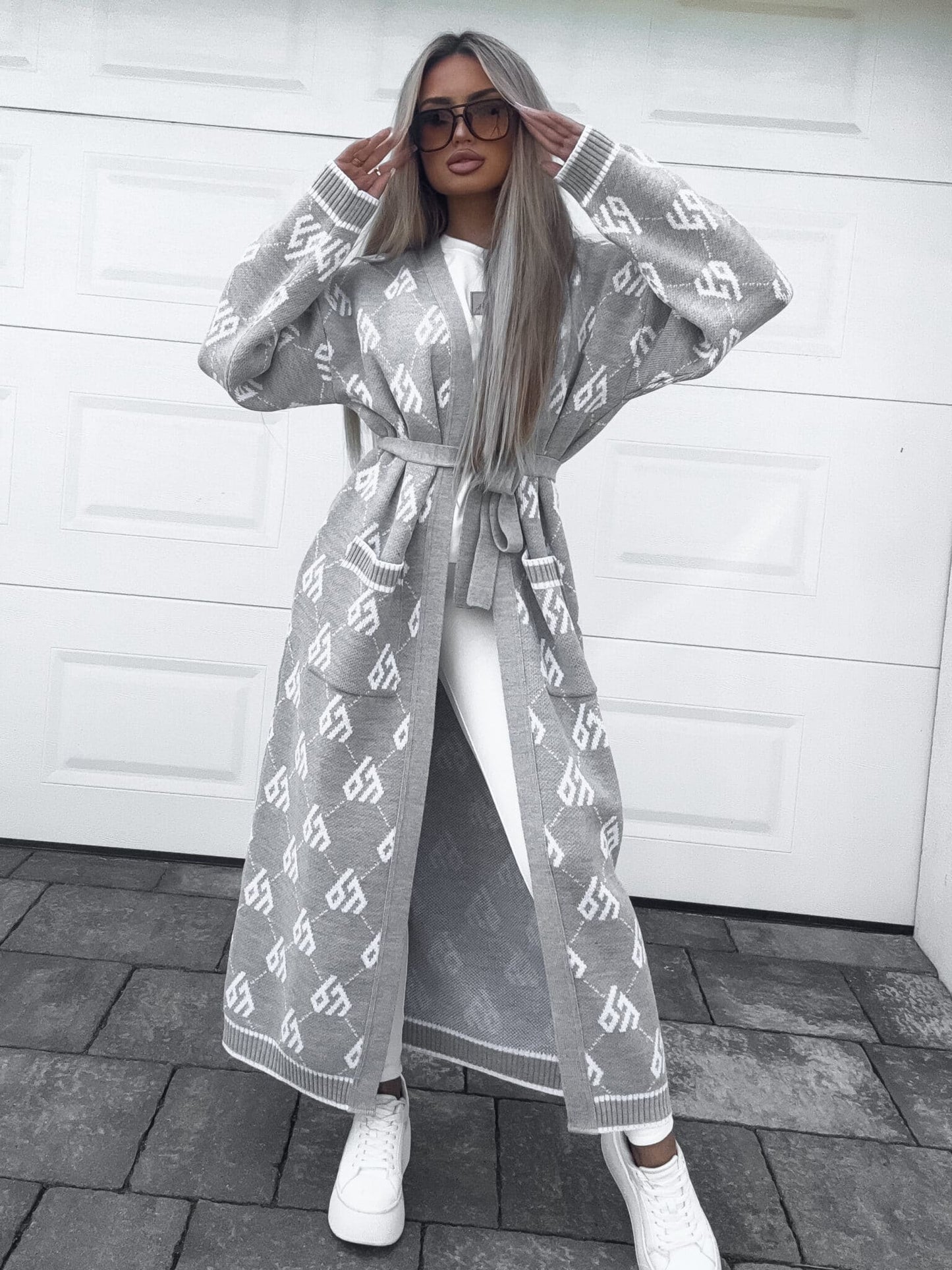 Strickjacke Mantel ANDREA – grau